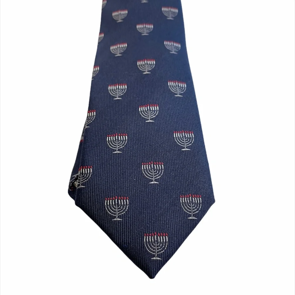 Boys Menorah Navy Blue Tie